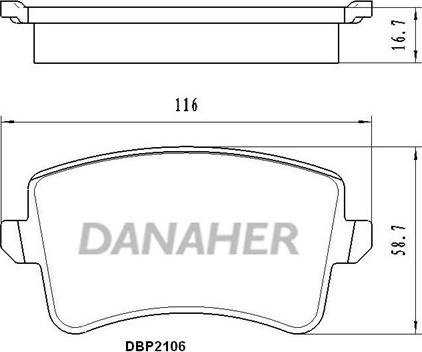 Danaher DBP2106 - Тормозные колодки, дисковые, комплект www.autospares.lv