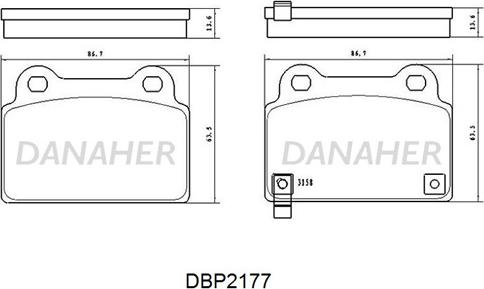 Danaher DBP2177 - Bremžu uzliku kompl., Disku bremzes www.autospares.lv