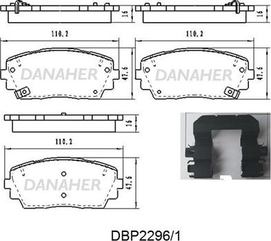 Danaher DBP2296/1 - Тормозные колодки, дисковые, комплект www.autospares.lv