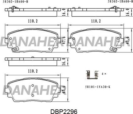 Danaher DBP2296 - Тормозные колодки, дисковые, комплект www.autospares.lv