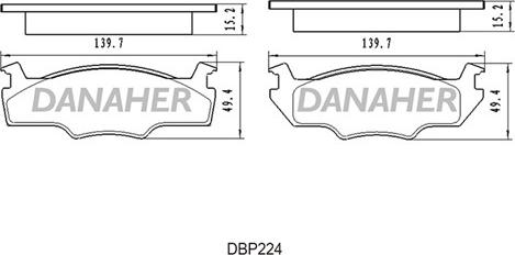 Danaher DBP224 - Bremžu uzliku kompl., Disku bremzes www.autospares.lv