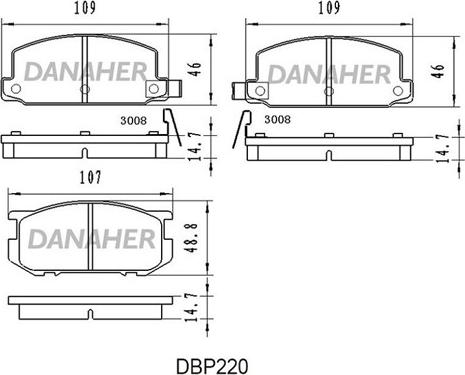 Danaher DBP220 - Brake Pad Set, disc brake www.autospares.lv