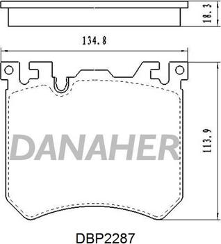 Danaher DBP2287 - Тормозные колодки, дисковые, комплект www.autospares.lv