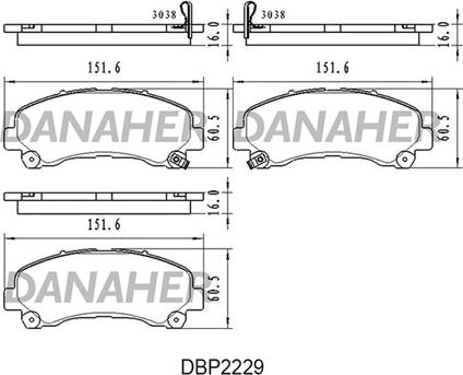 Danaher DBP2229 - Bremžu uzliku kompl., Disku bremzes www.autospares.lv