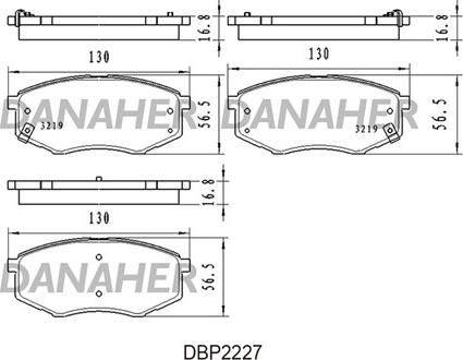 Danaher DBP2227 - Тормозные колодки, дисковые, комплект www.autospares.lv