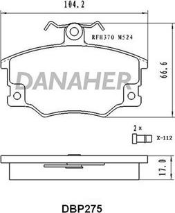 Danaher DBP275 - Bremžu uzliku kompl., Disku bremzes autospares.lv