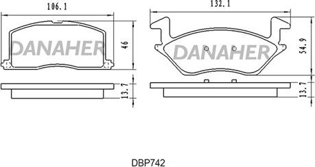 Danaher DBP742 - Bremžu uzliku kompl., Disku bremzes www.autospares.lv