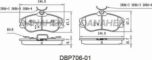 Danaher DBP706-01 - Bremžu uzliku kompl., Disku bremzes autospares.lv