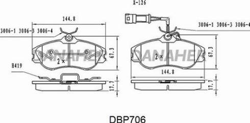 Danaher DBP706 - Bremžu uzliku kompl., Disku bremzes autospares.lv