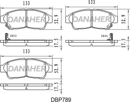 Danaher DBP789 - Bremžu uzliku kompl., Disku bremzes www.autospares.lv