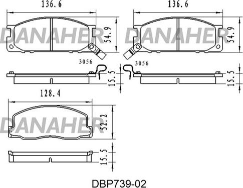 Danaher DBP739-02 - Brake Pad Set, disc brake www.autospares.lv