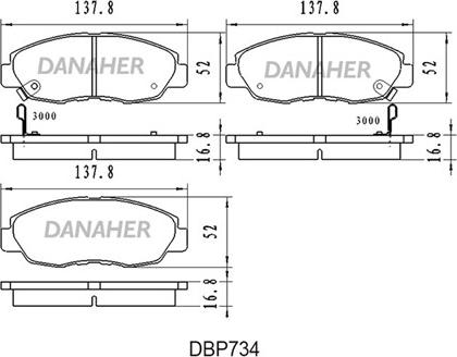 Danaher DBP734 - Bremžu uzliku kompl., Disku bremzes www.autospares.lv