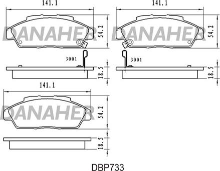 Danaher DBP733 - Тормозные колодки, дисковые, комплект www.autospares.lv