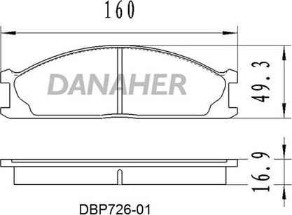 Danaher DBP726-01 - Bremžu uzliku kompl., Disku bremzes www.autospares.lv