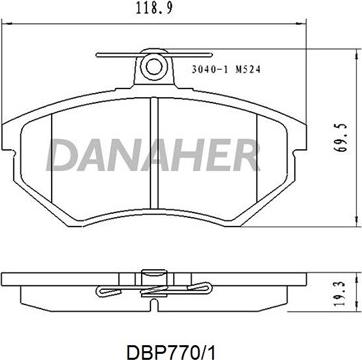 Danaher DBP770/1 - Bremžu uzliku kompl., Disku bremzes www.autospares.lv