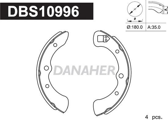 Danaher DBS10996 - Bremžu loku komplekts autospares.lv