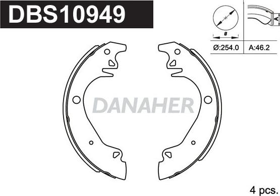 Danaher DBS10949 - Brake Shoe Set www.autospares.lv