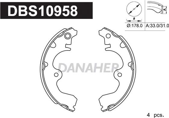 Danaher DBS10958 - Brake Shoe Set www.autospares.lv