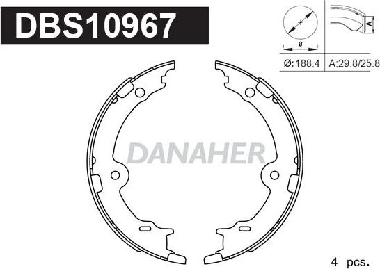 Danaher DBS10967 - Bremžu loku kompl., Stāvbremze autospares.lv