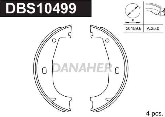 Danaher DBS10499 - Bremžu loku kompl., Stāvbremze autospares.lv