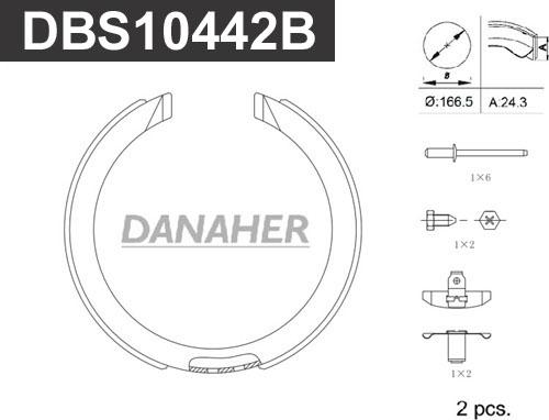 Danaher DBS10442B - Brake Shoe Set, parking brake www.autospares.lv