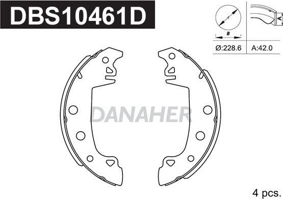 Danaher DBS10461D - Bremžu loku komplekts autospares.lv