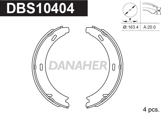 Danaher DBS10404 - Bremžu loku kompl., Stāvbremze www.autospares.lv