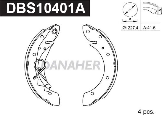 Danaher DBS10401A - Brake Shoe Set www.autospares.lv