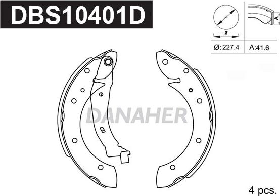 Danaher DBS10401D - Brake Shoe Set www.autospares.lv