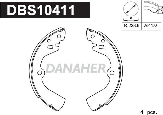 Danaher DBS10411 - Brake Shoe Set www.autospares.lv