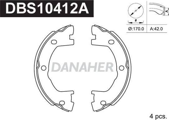 Danaher DBS10412A - Bremžu loku kompl., Stāvbremze www.autospares.lv