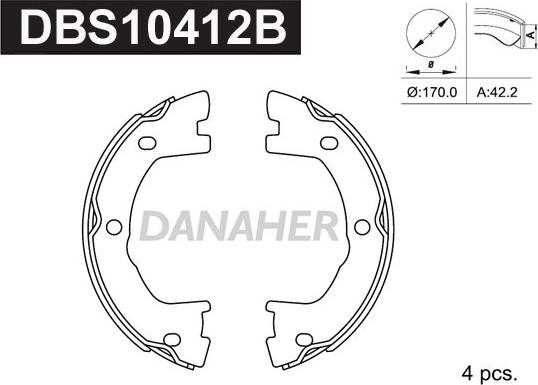 Danaher DBS10412B - Bremžu loku kompl., Stāvbremze www.autospares.lv