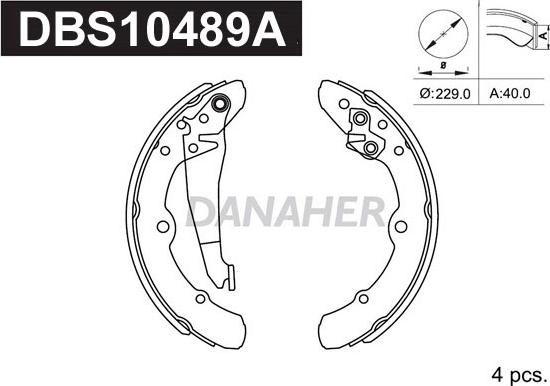 Danaher DBS10489A - Brake Shoe Set www.autospares.lv