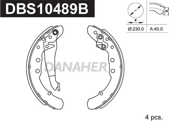 Danaher DBS10489B - Bremžu loku komplekts autospares.lv