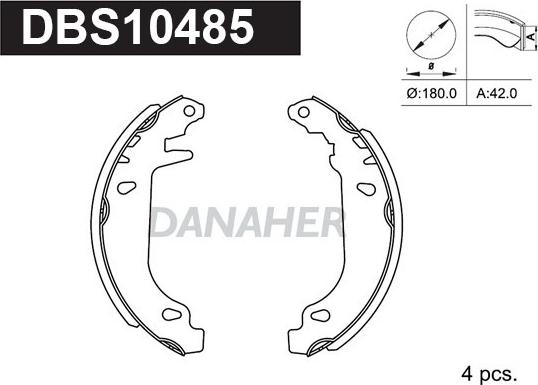 Danaher DBS10485 - Bremžu loku komplekts www.autospares.lv