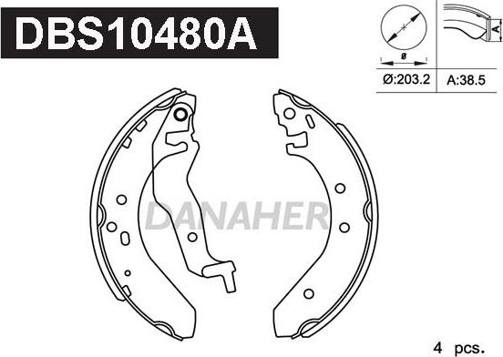 Danaher DBS10480A - Bremžu loku komplekts autospares.lv