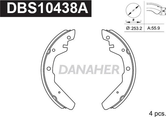 Danaher DBS10438A - Bremžu loku komplekts www.autospares.lv