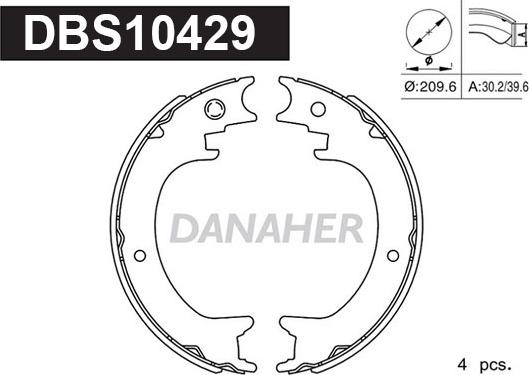 Danaher DBS10429 - Bremžu loku kompl., Stāvbremze www.autospares.lv