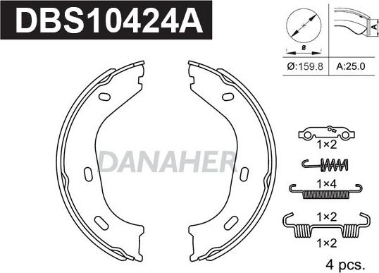 Danaher DBS10424A - Bremžu loku kompl., Stāvbremze www.autospares.lv