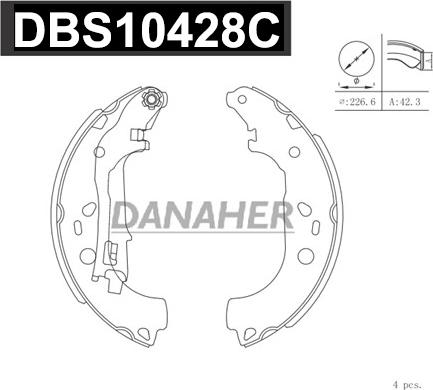 Danaher DBS10428C - Bremžu loku komplekts autospares.lv