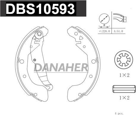 Danaher DBS10593 - Bremžu loku komplekts www.autospares.lv