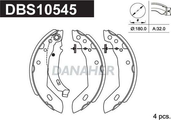 Danaher DBS10545 - Bremžu loku komplekts www.autospares.lv