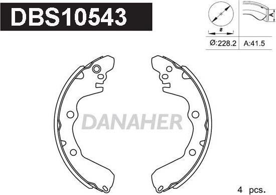 Danaher DBS10543 - Bremžu loku komplekts www.autospares.lv