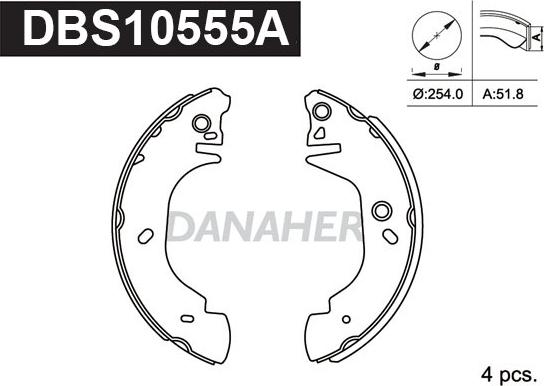 Danaher DBS10555A - Bremžu loku komplekts www.autospares.lv