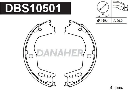 Danaher DBS10501 - Brake Shoe Set, parking brake www.autospares.lv