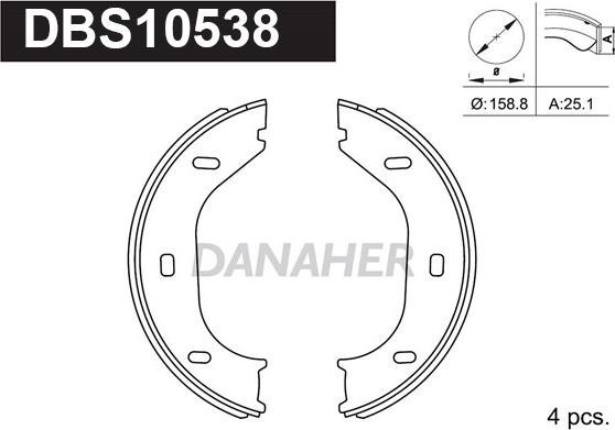 Danaher DBS10538 - Bremžu loku kompl., Stāvbremze autospares.lv