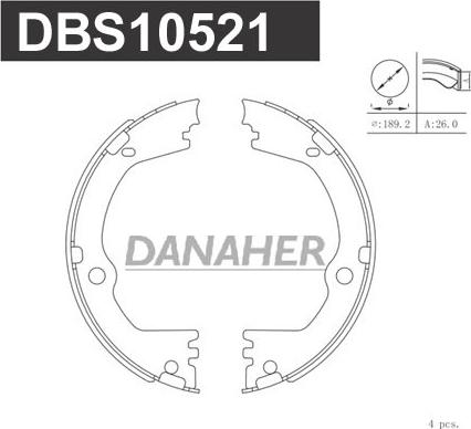 Danaher DBS10521 - Brake Shoe Set, parking brake www.autospares.lv