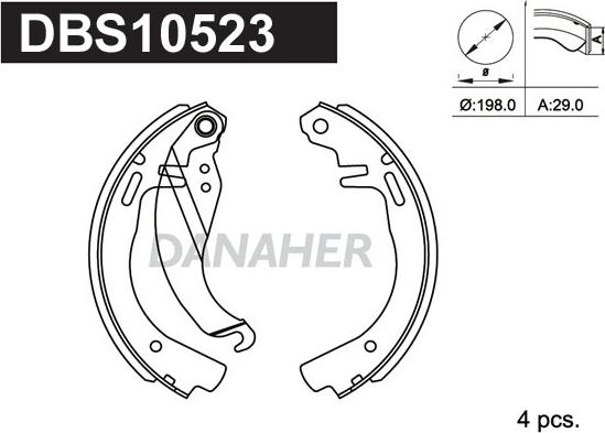 Danaher DBS10523 - Bremžu loku komplekts autospares.lv