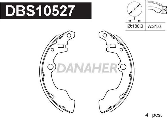 Danaher DBS10527 - Комплект тормозных колодок, барабанные www.autospares.lv