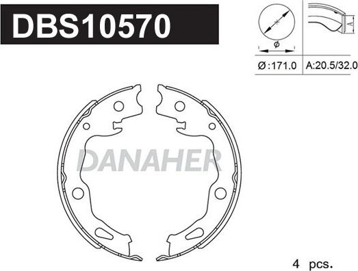 Danaher DBS10570 - Bremžu loku kompl., Stāvbremze autospares.lv